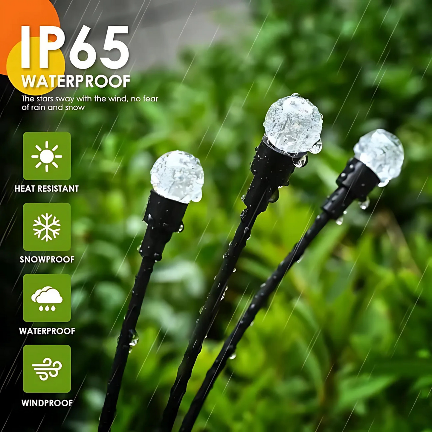 Pack of 2 GLOWSPACE Solar Powered Firefly Lights Waterproof, Solar Starburst Swaying Lights